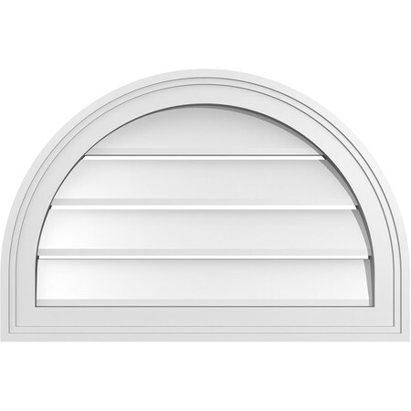 Ekena Millwork Round Top Surface Mount PVC Gable Vent: Functional, w/ 2"W x 1-1/2"P Brickmould Frame, 24"W x 16"H GVPRT24X1602SF